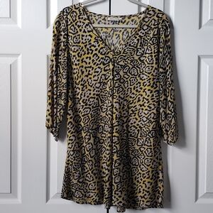 Masai Leopard Print Tunic – Size L – Yellow, Black & Beige